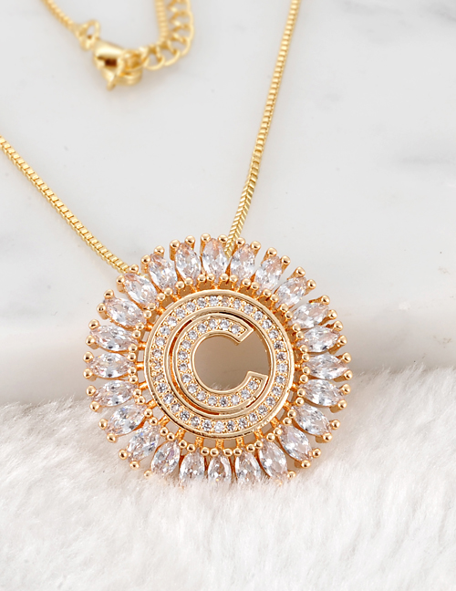 Fashion Gold Color C Letter Shape Decorated Necklace