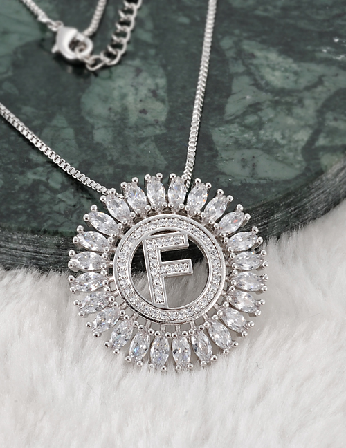 Fashion Silver Color F Letter Shape Decorated Necklace