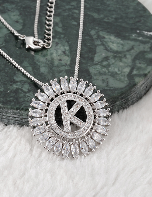 Fashion Silver Color K Letter Shape Decorated Necklace
