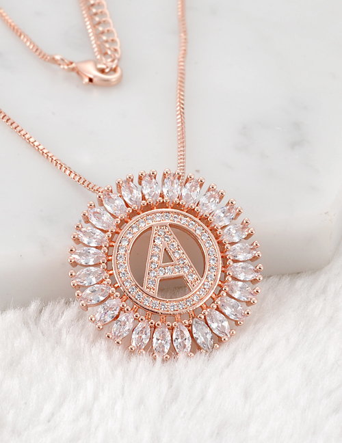 Fashion Rose Gold A Letter Shape Decorated Necklace