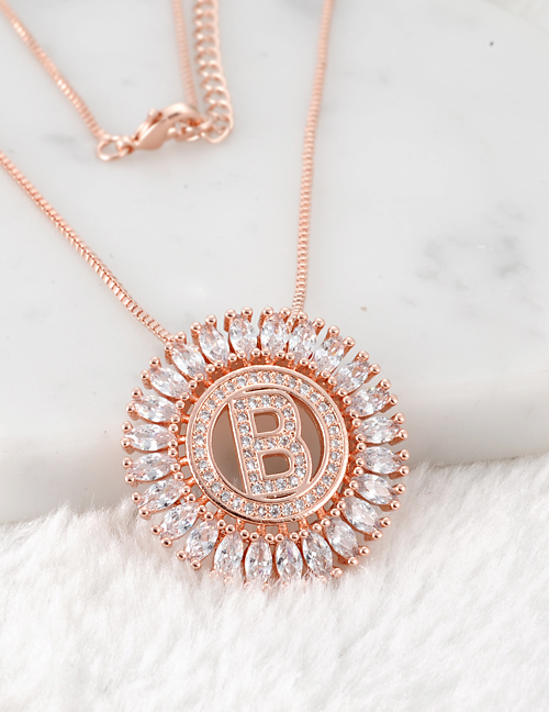 Fashion Rose Gold B Letter Shape Decorated Necklace