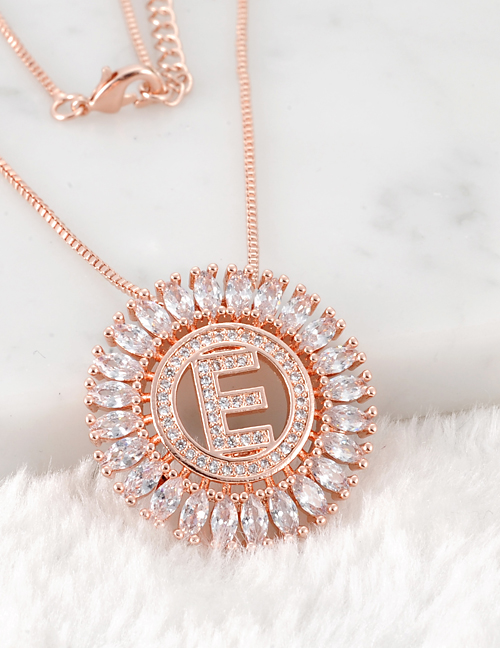 Fashion Rose Gold E Letter Shape Decorated Necklace