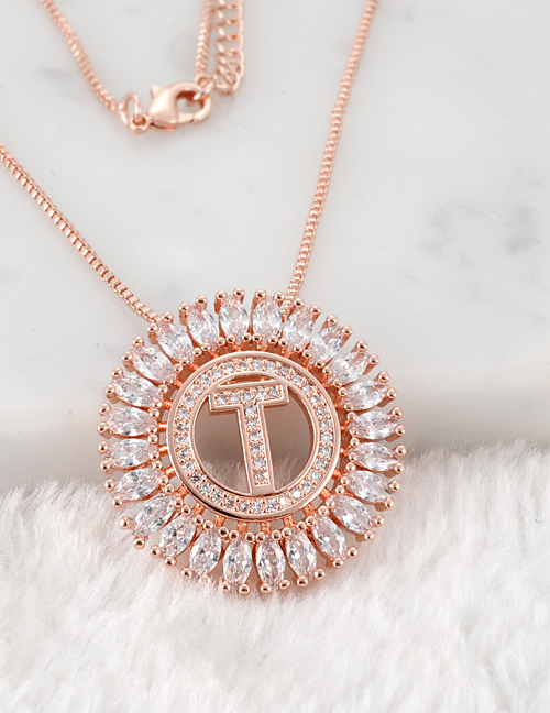 Fashion Rose Gold T Letter Shape Decorated Necklace