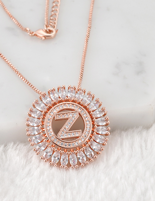 Fashion Rose Gold Z Letter Shape Decorated Necklace