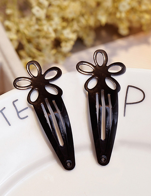 Fashion Black Flower Shape Decorated Hair Clip(2pcs)