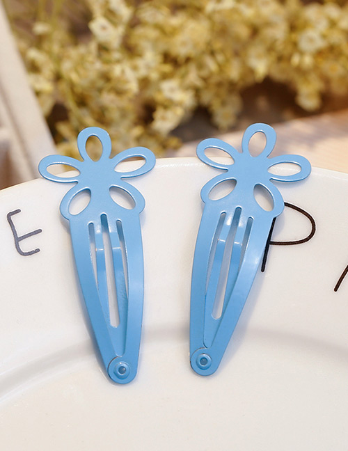 Fashion Blue Flower Shape Decorated Hair Clip(2pcs)