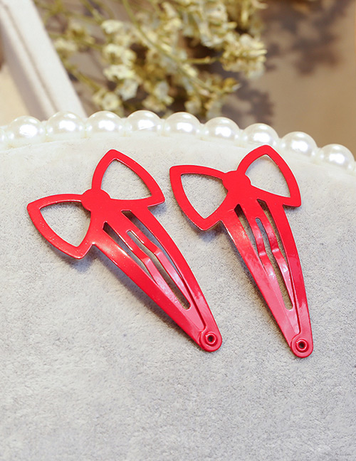 Fashion Red Bowknot Shape Decorated Hair Clip(2pcs)