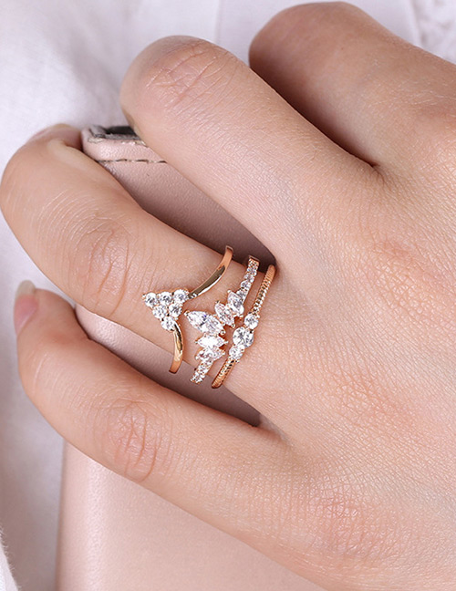 Fashion Gold Color Multi-layer Design Crown Shape Opening Ring
