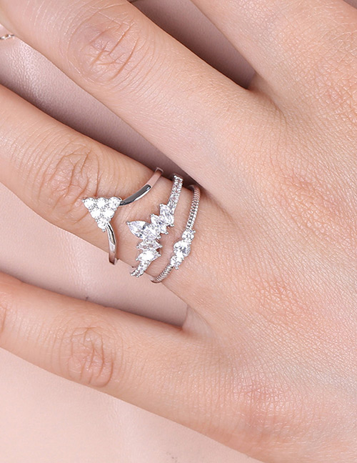 Fashion Silver Color Multi-layer Design Crown Shape Opening Ring