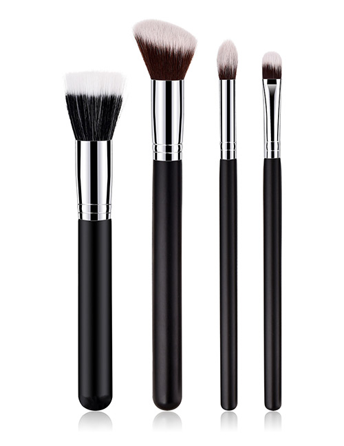 Fashion Black Round Shape Decorated Makeup Brush(4 Pcs)