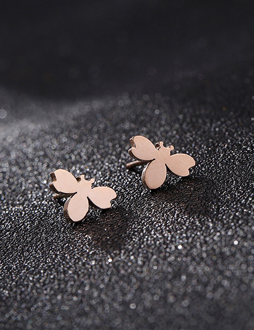 Fashion Rose Gold Bee Shape Decorated Earrings
