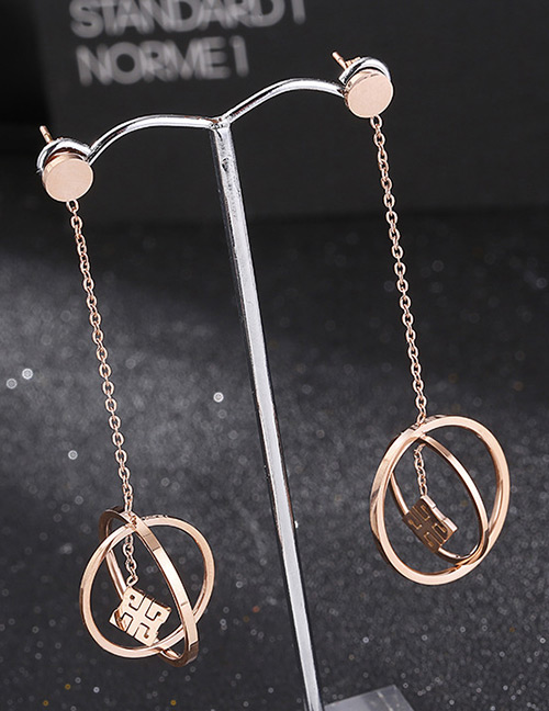 Fashion Rose Gold Circular Ring Shape Decorated Earrings