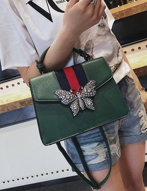 Fashion Green Butterfly Shape Decorated Shoulder Bag