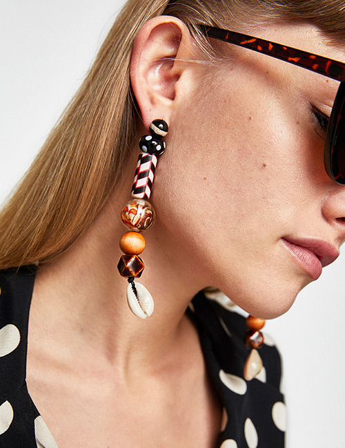 Fashion Multi-color Geometric Shape Design Long Earrings
