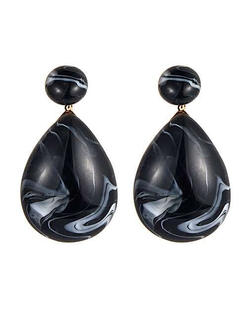 Fashion Black Water Drop Shape Design Earrings