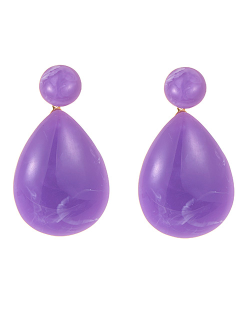Fashion Purple Water Drop Shape Design Earrings