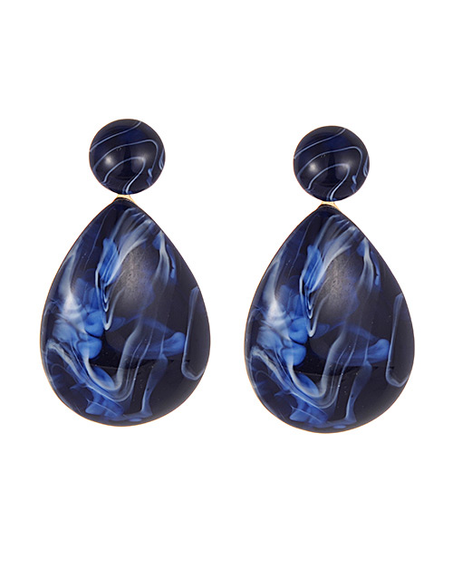Fashion Navy Water Drop Shape Design Earrings