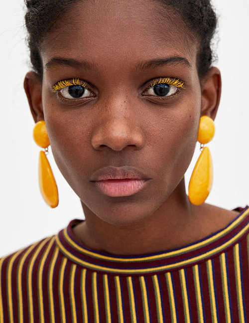 Fashion Yellow Water Drop Shape Design Earrings