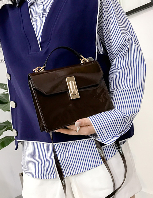 Fashion Dark Brown Buckle Decorated Shoulder Bag