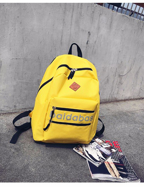 Vintage Yellow Letter Pattern Decorated Backpack