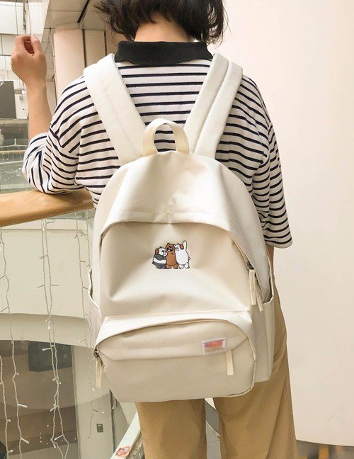 Fashion White Bear Pattern Decorated Backpack