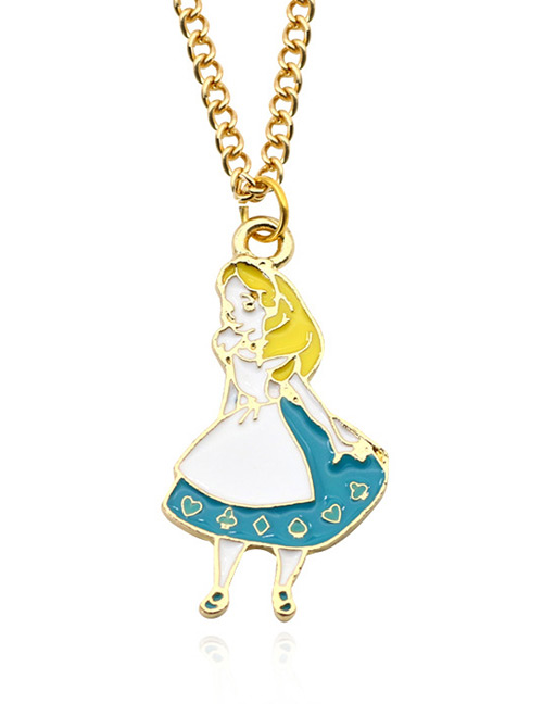 Fashion Blue Girl Pendant Decorated Necklace