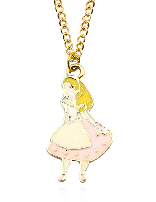 Fashion Pink Girl Pendant Decorated Necklace