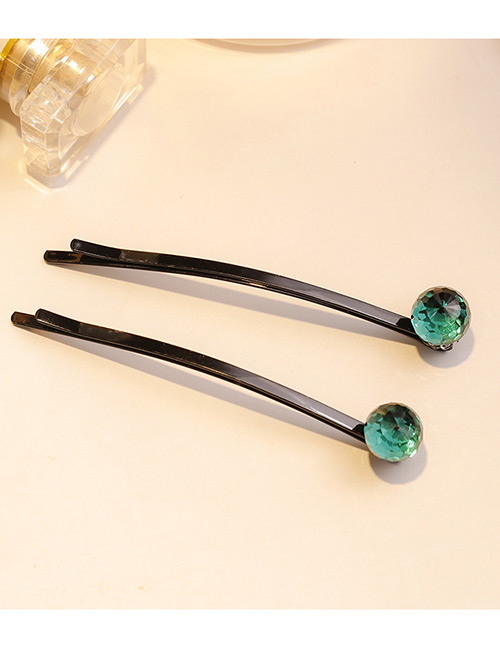 Lovely Dark Green Round Shape Diamond Decorated Hair Clip(2pcs)