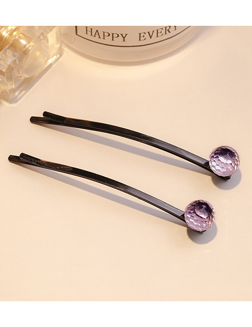 Lovely Light Purple Round Shape Diamond Decorated Hair Clip(2pcs)