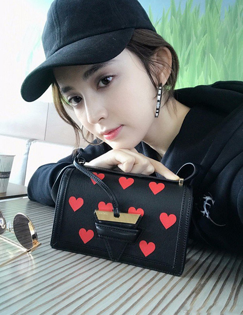 Fashion Black Heart Shape Pattern Decorated Shoulder Bag