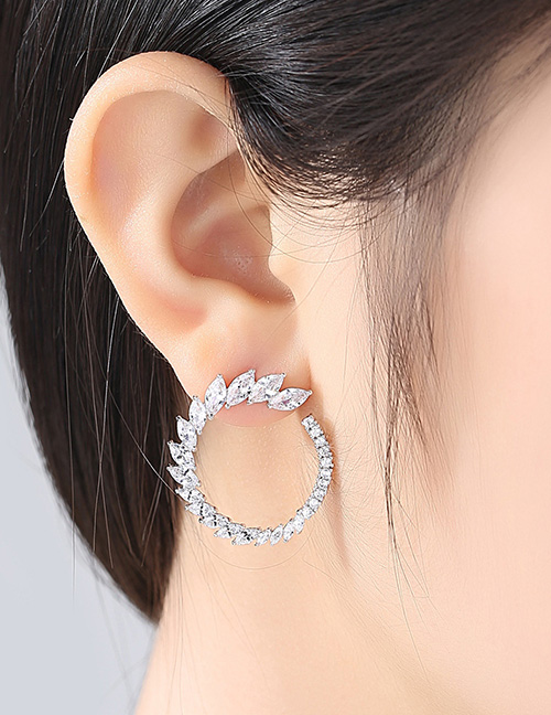 Fashion Silver Color Leaf Shape Design Pure Color Earrings