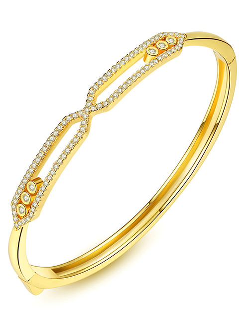 Fashion Gold Color Diamond Decorated Hollow Out Bracelet