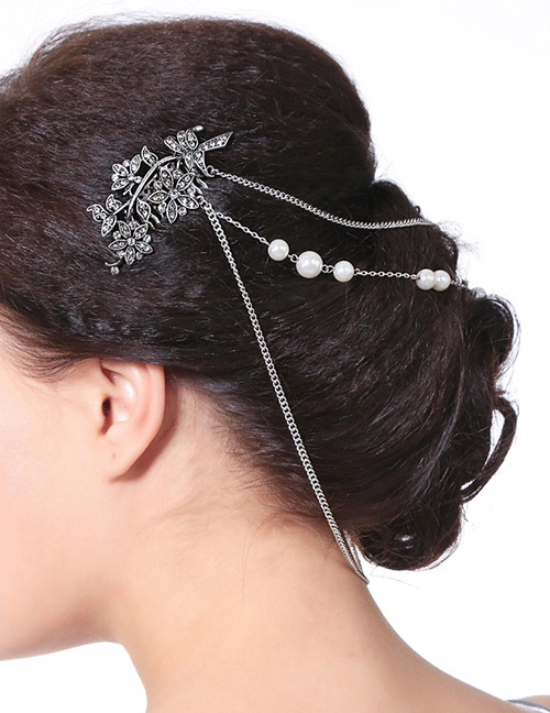 Fashion Silver Color Flowers&pearls Decorated Hair Comb