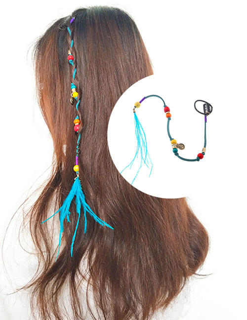 Fashion Multi-color Beads&feather Decorated Hair Accessories