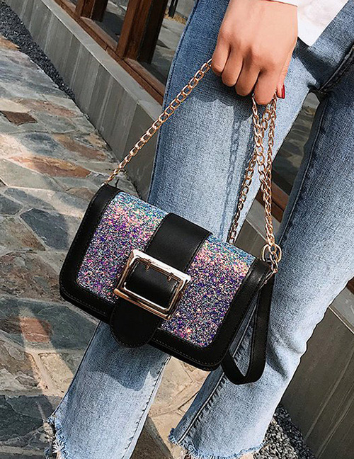 Fashion Multi-color Square Shape Buckle Design Shoulder Bag