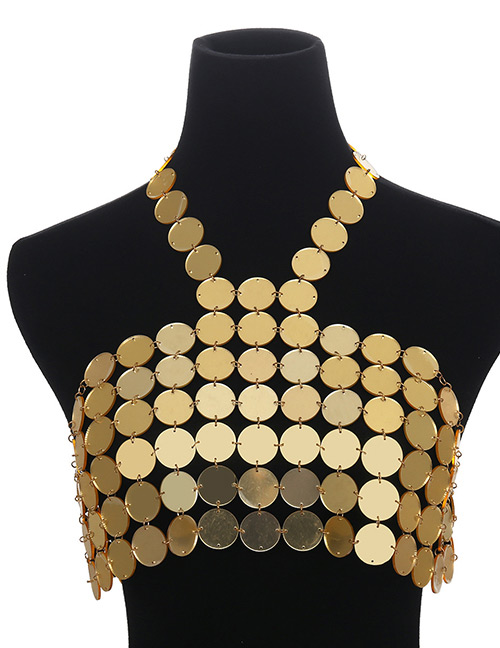 Fashion Gold Color Round Shape Design Pure Color Chest Chain
