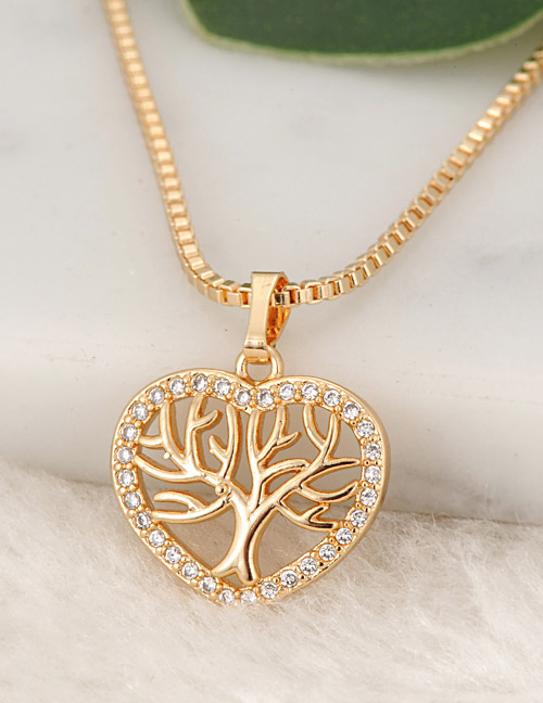 Fashion Gold Color Hollow Out Tree Pendant Decorated Necklace