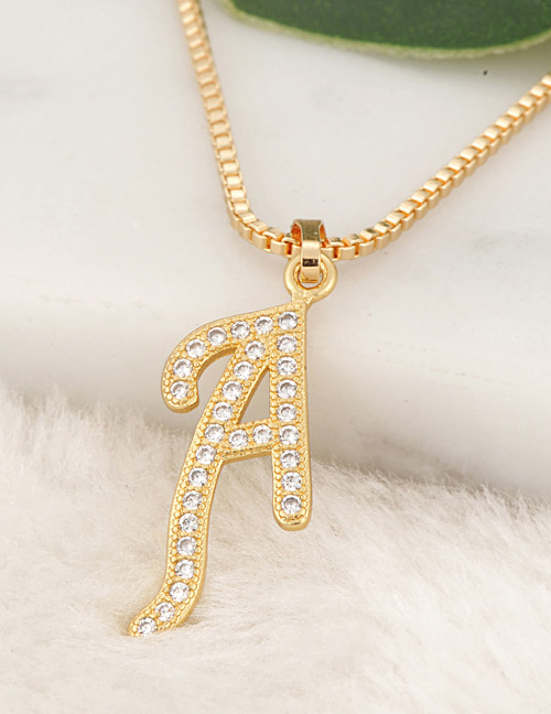 Fashion Gold Color Letter A Pendant Decorated Necklace