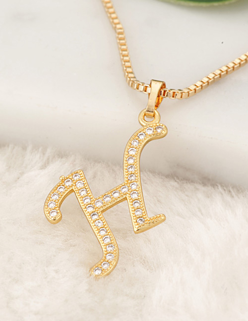 Fashion Gold Color Letter H Pendant Decorated Necklace