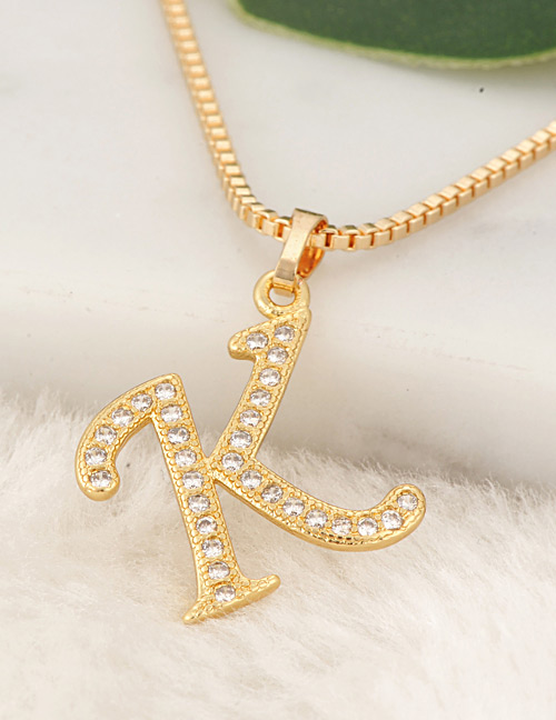 Fashion Gold Color Letter K Pendant Decorated Necklace