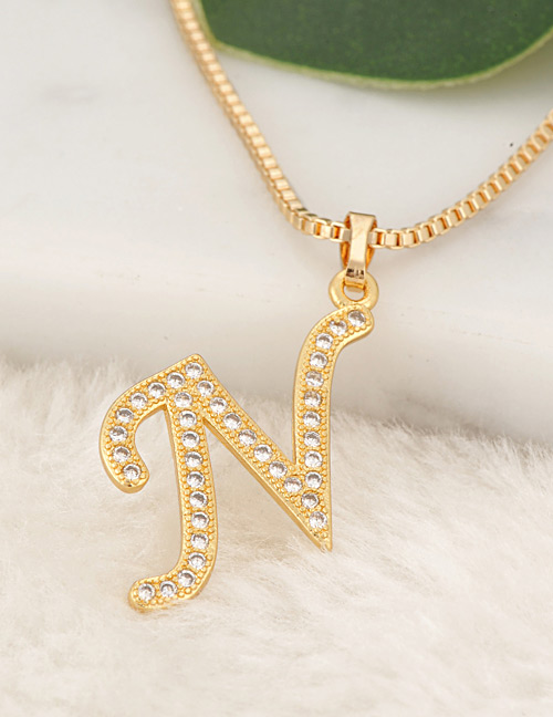 Fashion Gold Color Letter Npendant Decorated Necklace