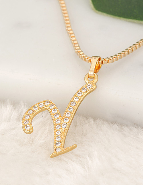 Fashion Gold Color Letter Y Pendant Decorated Necklace