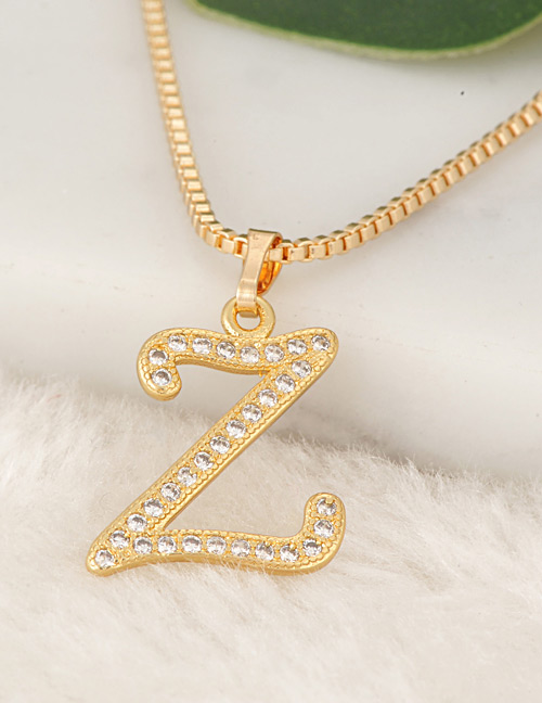 Fashion Gold Color Letter Z Pendant Decorated Necklace