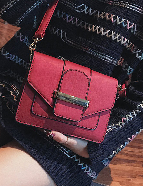Fashion Red Square Shape Design Pure Color Bag