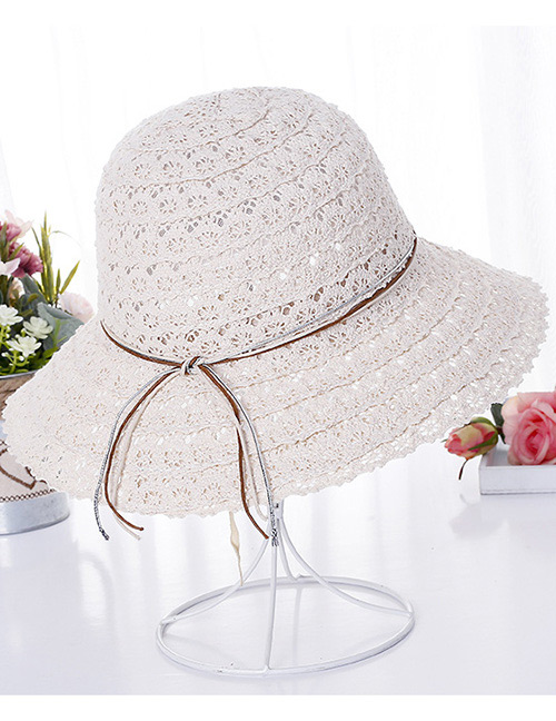 Fashion White Hollow Out Design Pure Color Hat
