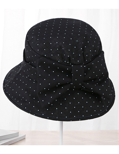 Fashion Black Bowknot Shape Decorated Dots Pattern Hat