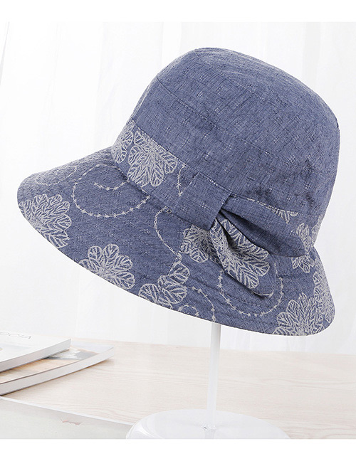 Fashion Blue Flower Pattern Decorated Hat