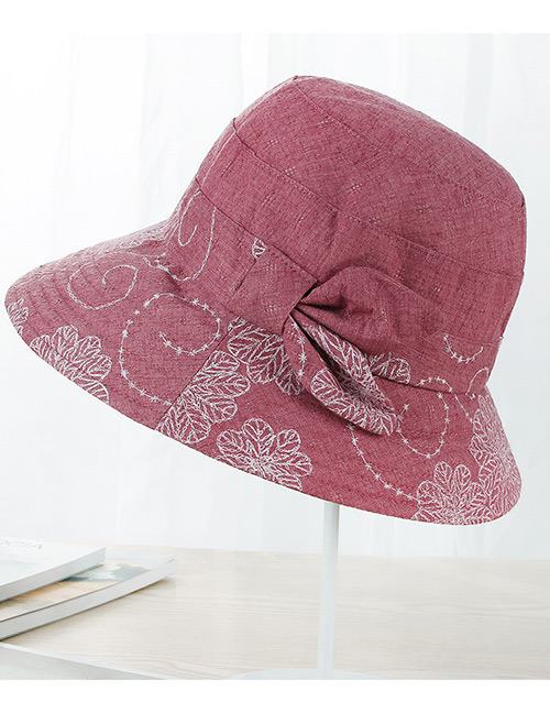 Fashion Dark Pink Flower Pattern Decorated Hat