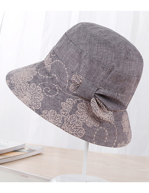 Fashion Gray Flower Pattern Decorated Hat