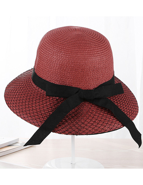 Fashion Claret-red Grids Pattern Design Hat